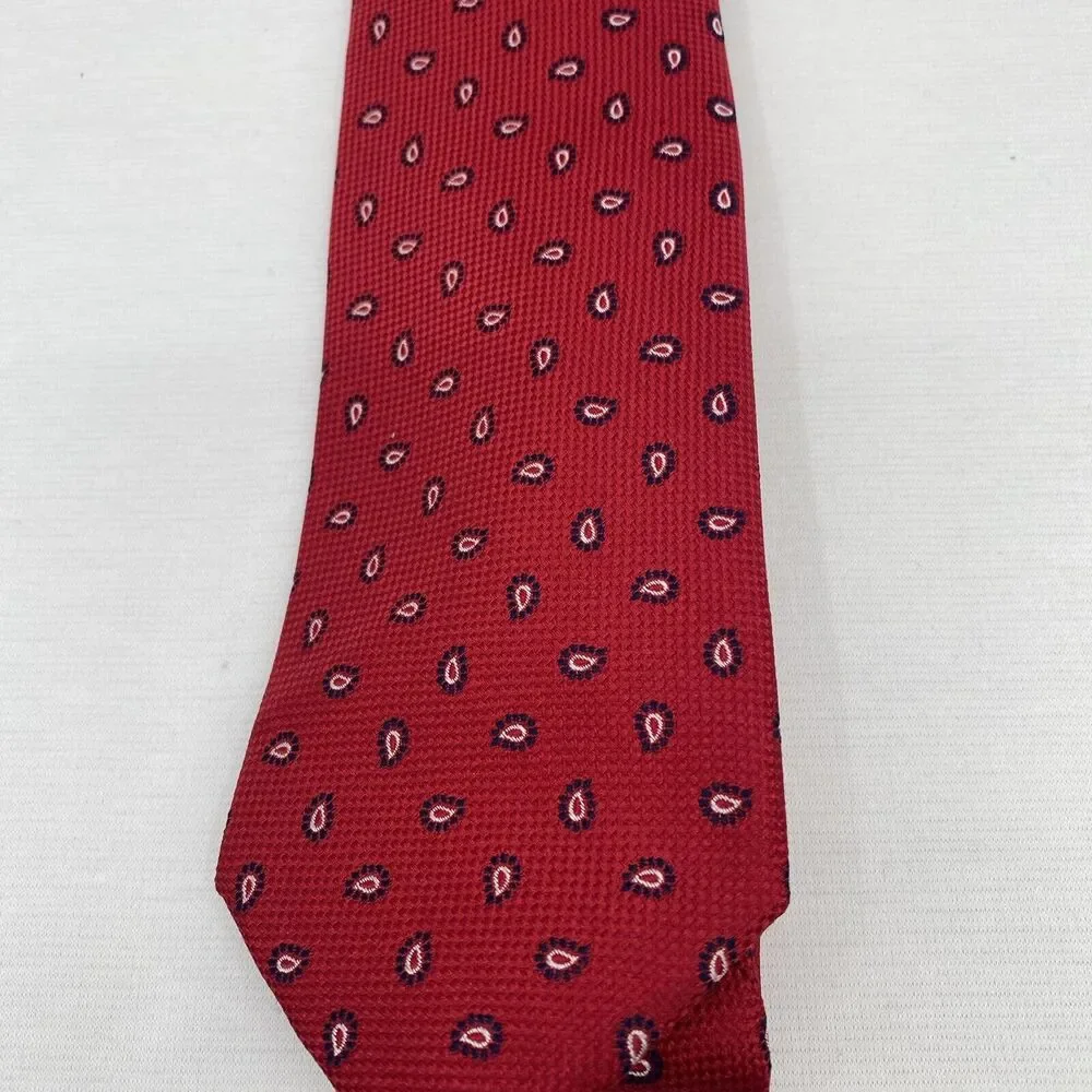$69.50 Tommy Hilfiger Mens Paisley Tie Red Oxford ONE SIZE NWT